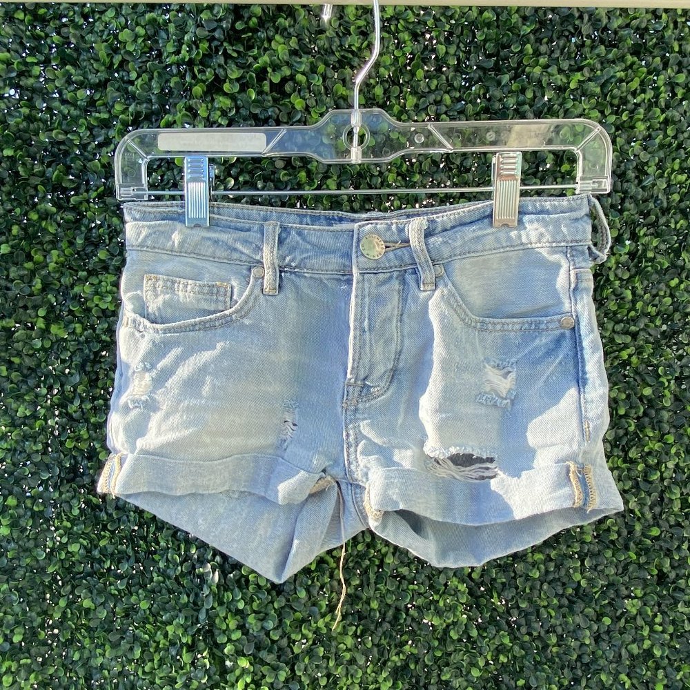 Womens Distressed Light Wash Jean Shorts